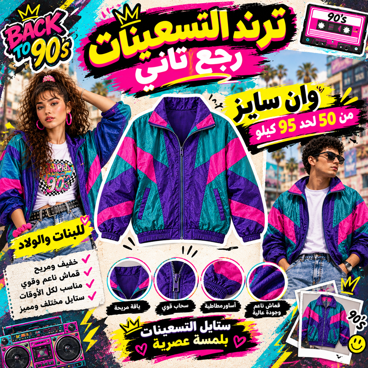 ترند التسعينات الترند رجع تاني 😎 | جاكيت ريترو للبنات والولاد
