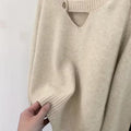 🤍 بلوفر حريمي تريكو بياقة مميزة وفتحة أمامية